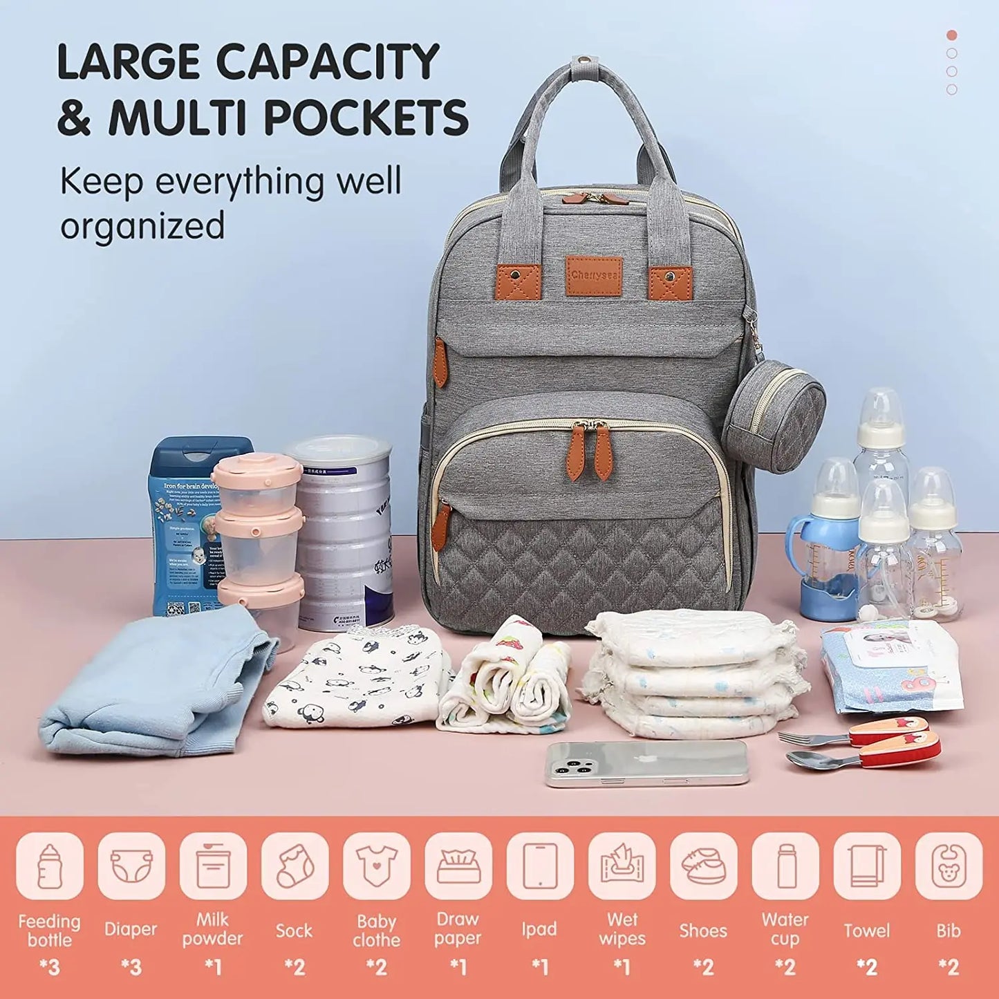 HOMERRY™ Backpack changing pad for diapers and crib 3 in 1