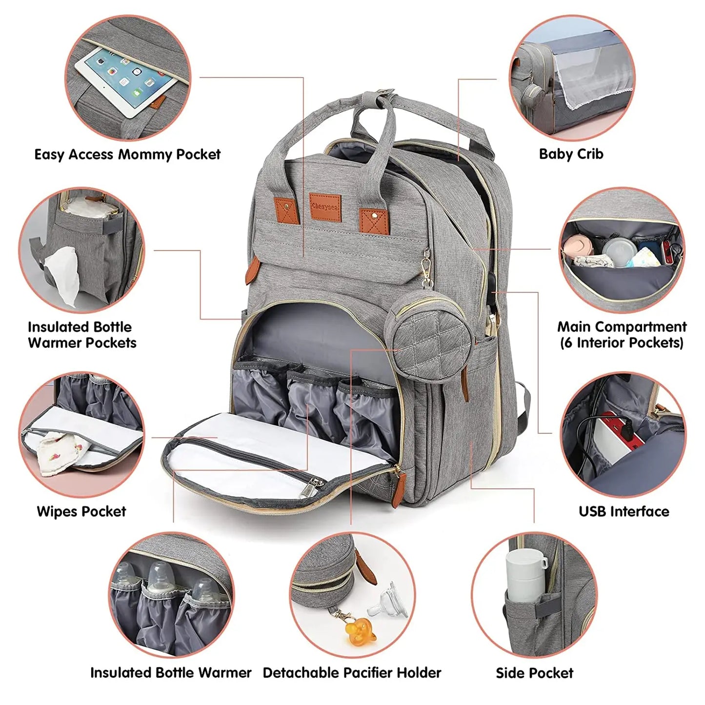 HOMERRY™ Backpack changing pad for diapers and crib 3 in 1