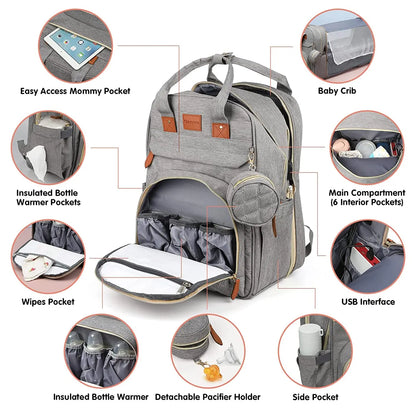 HOMERRY™ Backpack changing pad for diapers and crib 3 in 1