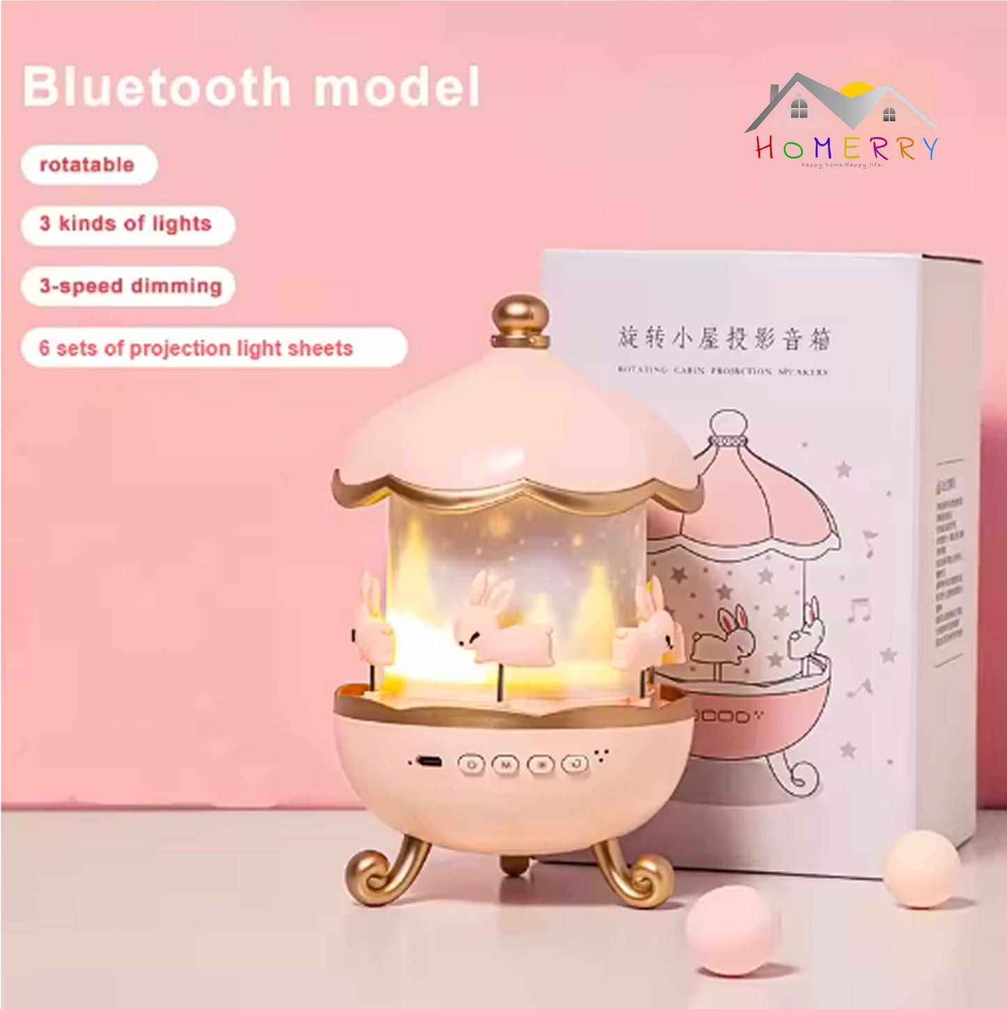 HOMERRY Carousel Night Light for Kids
