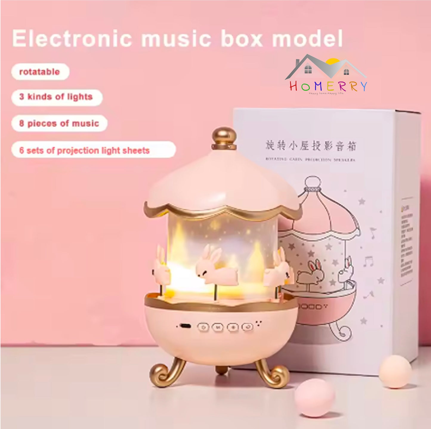 HOMERRY Carousel Night Light for Kids