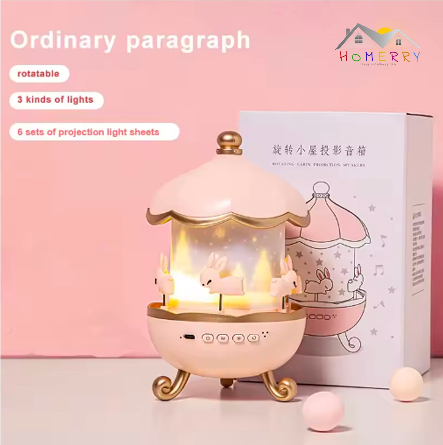 HOMERRY Carousel Night Light for Kids